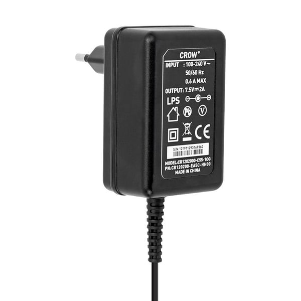 CROW CR1202000 7.5 VOLT - 2 AMPER 5.5*2.5 UÇLU PRİZ TİPİ ADAPTÖR