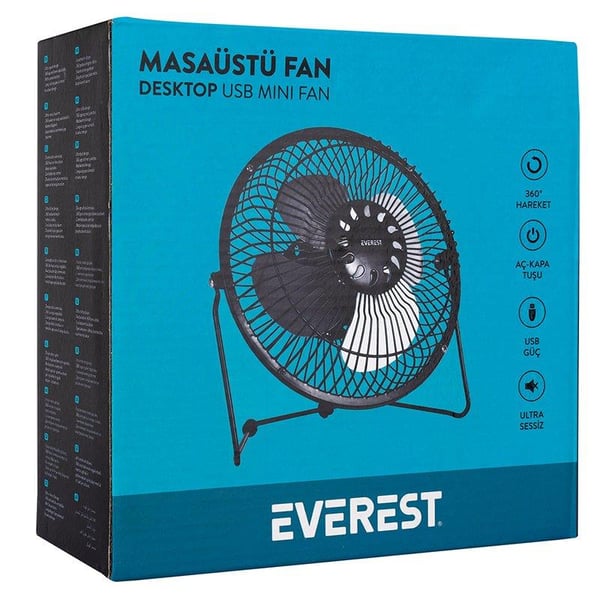 EVEREST EFN-487 6 MASAÜSTÜ METAL SİYAH FAN
