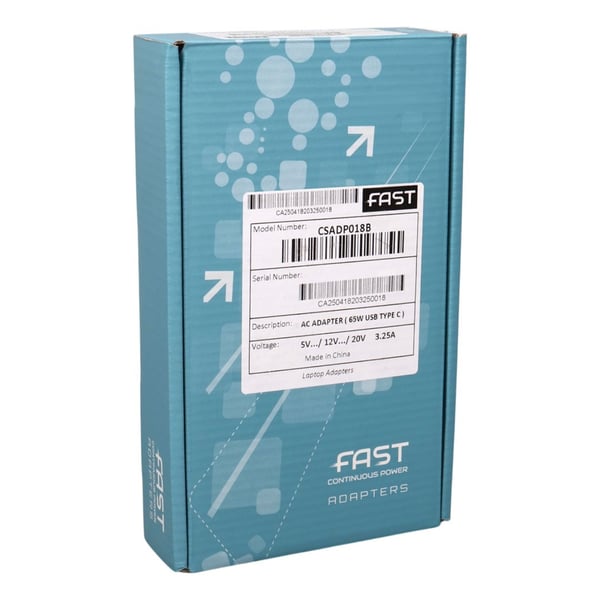 Fast CSADP018 3.25A 65W TYPE-C USB-C Notebook Adaptör 5V/9V/12V/15V/20V DC Universal 100-240V AC Fiyatı - Merter Elektronik