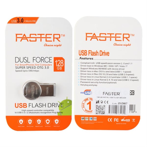 FASTER 128 GB METAL USB FLASH BELLEK Fiyatı - Merter Elektronik