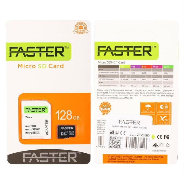 FASTER 128 GB MICRO SD HAFIZA KARTI Fiyatı - Merter Elektronik