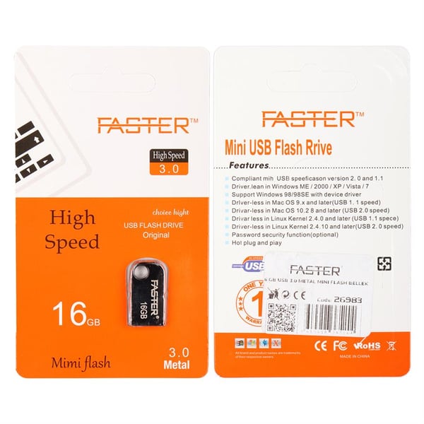 FASTER 16 GB USB 3.0 METAL MINI FLASH BELLEK Fiyatı - Merter Elektronik