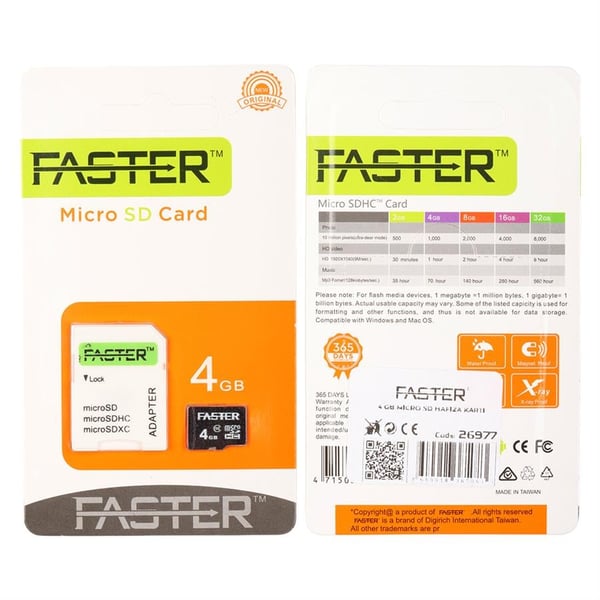 FASTER 4 GB MICRO SD HAFIZA KARTI Fiyatı - Merter Elektronik