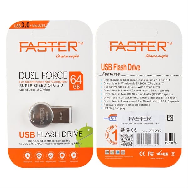 Faster 64 Gb Metal USB Flash Bellek Fiyatı - Merter Elektronik