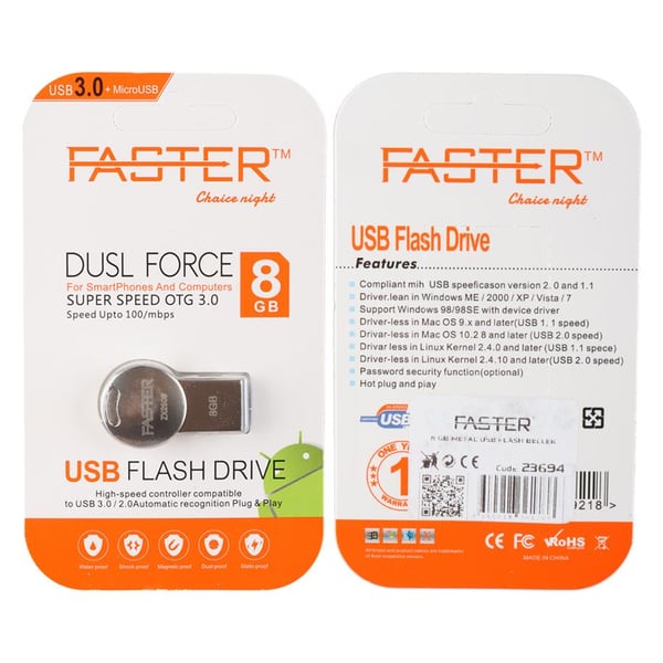 Faster 8 Gb Metal USB Flash Bellek Fiyatı - Merter Elektronik