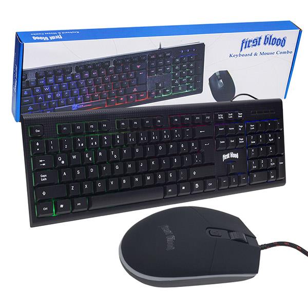 FİRST BLOOD A-1 IŞIKLI KABLOLU OYUNCU KLAVYE+MOUSE COMBO SET