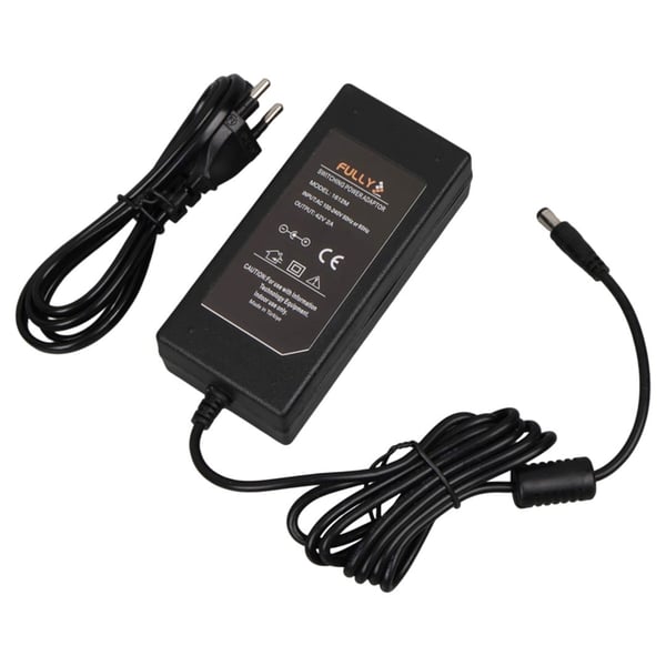 FULLY 1612M 42 VOLT 2 AMPER 5.5*2.5 MM UÇLU MASATÜSTÜ PLASTİK KASA GİNGER ELEKTRİKLİ BİSİKLET ŞARJ CİHAZI ADAPTÖRÜ