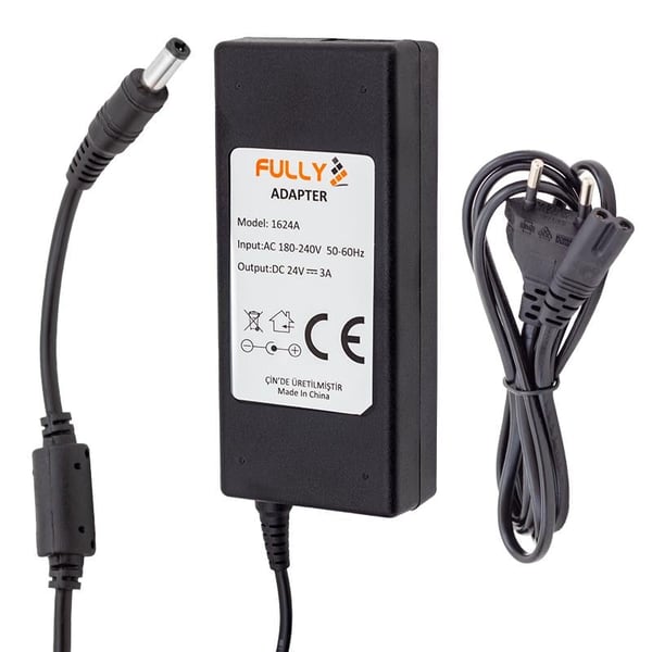 FULLY O-1624A 24 VOLT - 3 AMPER 5.5*2.5 UÇLU PLASTİK KASA MASAÜSTÜ ADAPTÖR