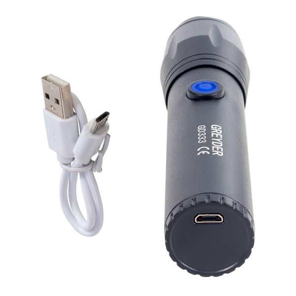 GREYDER GD-333 METAL FLASHLIGHT POWER LEDLİ ŞARJLI EL FENERİ