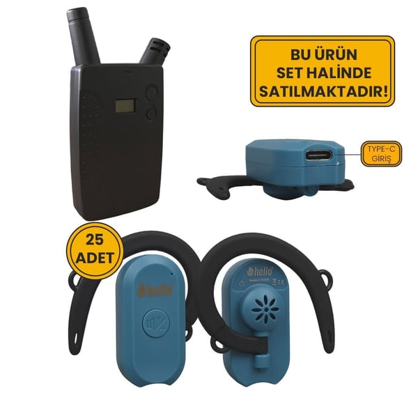 Hello HL-27915 25'li Kulaklık Tipi Tur Rehber Sistemi Seti (100 Metre Menzil) Fiyatı - Merter Elektronik