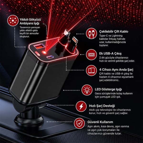 HELLO HL-29871 4 IN 1 ARAÇ ÇAKMAKLIK ŞARJ ALETİ Fiyatı - Merter Elektronik