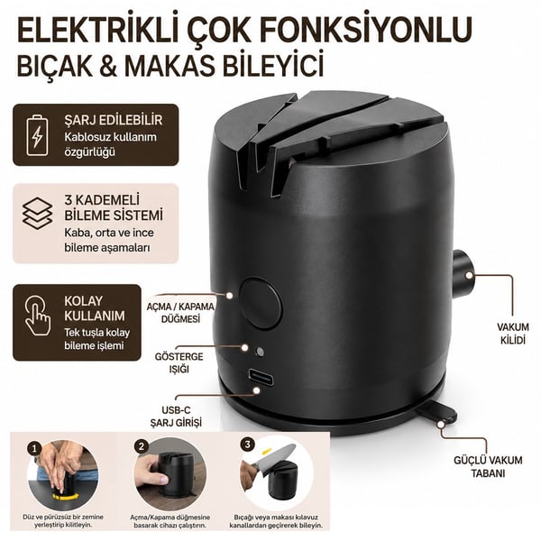 HIAMEA H1229 2 KADEMELİ ŞARJLI BIÇAK BİLEME ALETİ Fiyatı - Merter Elektronik