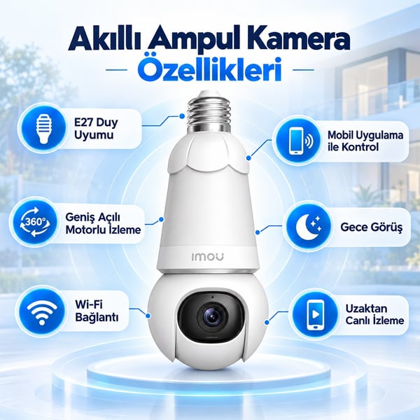 IMOU IPC-S6DP-3M0WEB BULB CAM RENKLİ GECE GÖRÜŞ  İKİ YÖNLÜ KONUŞMA SİREN Wİ-Fİ  3MP E27 AMPUL DUY TİPİ KAMERA