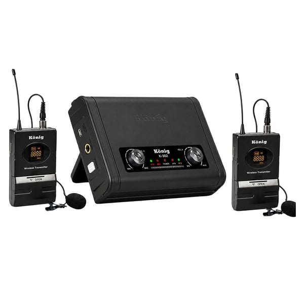 KÖNİG K-302 YY UHF-SABİT-ÇİFT KANAL 2 YAKA TELSİZ MİKROFON Fiyatı - Merter Elektronik