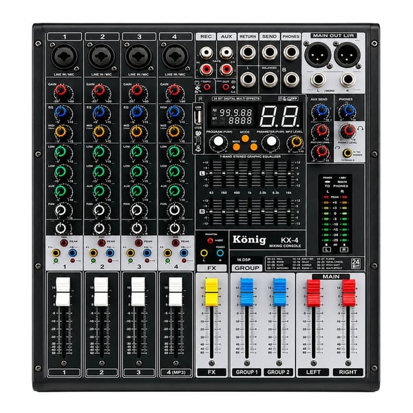 KÖNİG KX-4 4 KANAL 2 AUX GİRİŞ USB - MP3 - BT DESTEKLİ 9 DSP 2X7 BAND EQ DEC MİXER Fiyatı - Merter Elektronik