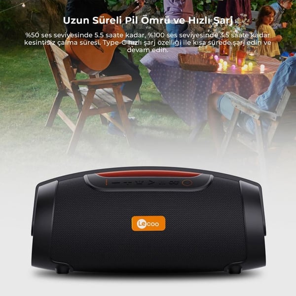 LECOO DS151 80W KABLOSUZ BLUETOOTH 5.0 RGB AYDINLATMA IPX5 TWS BOOMBOX STEREO TAŞINABİLİR HOPARLÖR