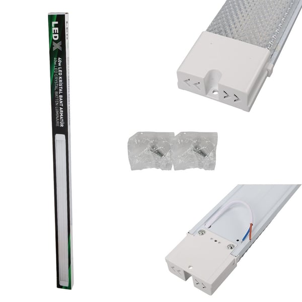 LedX AL-EXTK40 220 Volt - 40 Watt 6500K 120 Cm Beyaz Led 2'li Paket Kristal Bant Armatür Fiyatı - Merter Elektronik