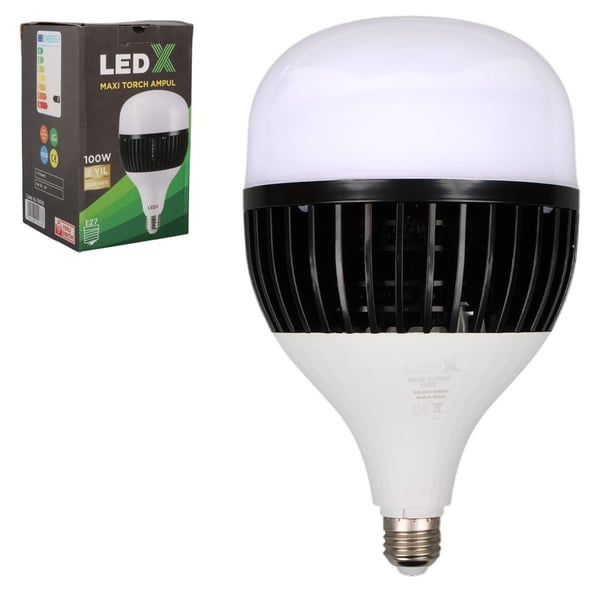 LEDX AL-TH100 100W 9000 LÜMEN E27 AKIM KORUMALI BEYAZ MAXI KRİSTAL TORCH LED AMPUL