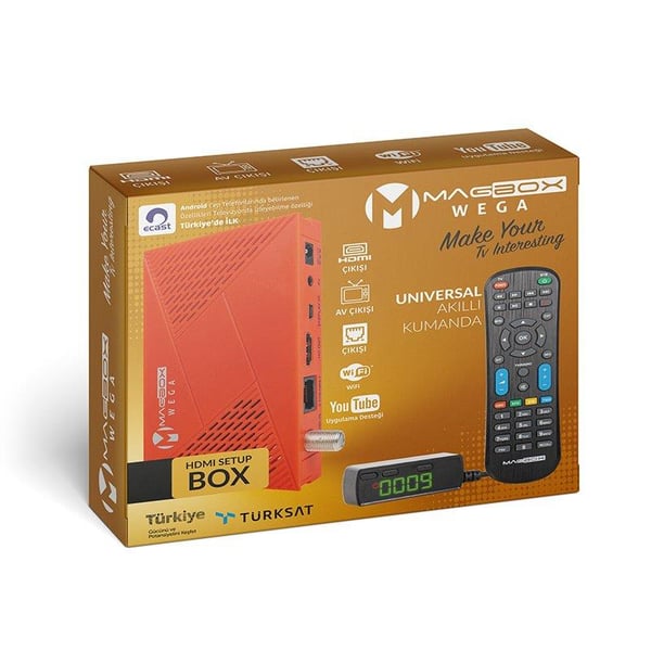 MAGBOX WEGA FULL HD ETHERNETLİ ÇİFT USBLİ FREE TV BOX UYDU ALICISI (DAHİLİ AKILLI KUMANDA)(WİFİ 17287)