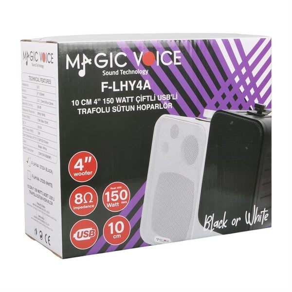 MAGICVOICE F-LHY4A 10 CM 4 10 WATT SİYAH ÇİFTLİ USBLİ TRAFOLU SÜTUN HOPARLÖR Fiyatı - Merter Elektronik