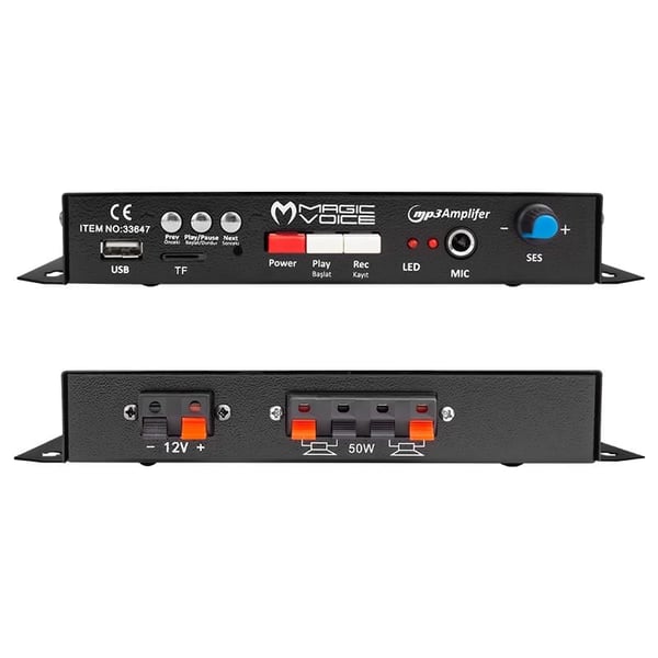 MAGICVOICE MV-129 12V MİNİ-USB MONTELENEBİLİR 20W KAYITLI PAZARCI ARAÇ ANFİSİ