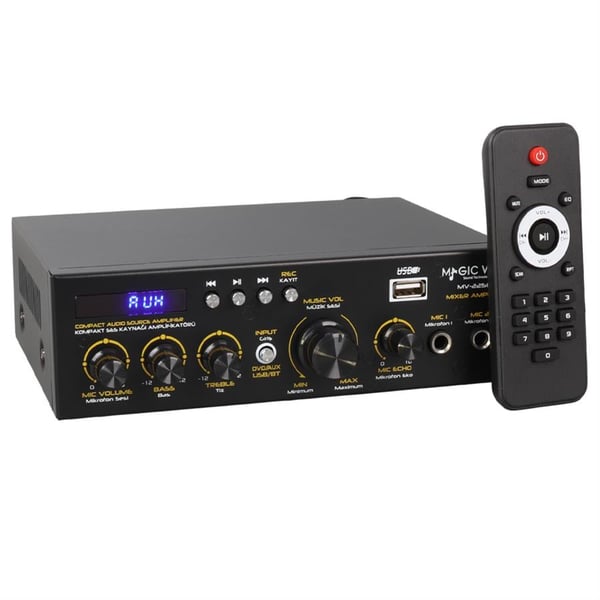 Magicvoice MV-22560 2x20W 4-8 Ohm USB/SD Girişli Bluetooth'lu 2 Mikrofon Girişli Trafosuz Stereo Mini Anfi Fiyatı - Merter Elektronik