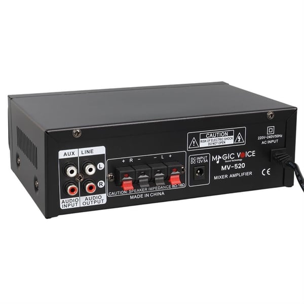 MagicVoice MV-520 30Watt USB/SD/UK Bluetooth 2 Giriş 220/12V Trafosuz Amfi - Anfi Fiyatı - Merter Elektronik