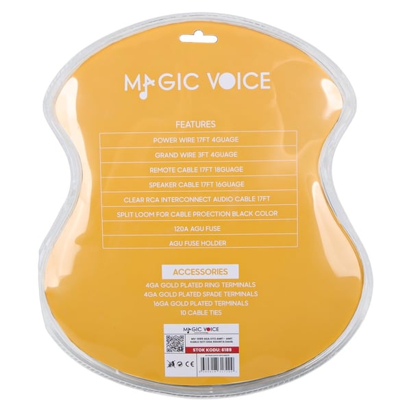 Magicvoice MV-6189 4GA Profesyonel 120A Sigortalı Oto Amfi Güç Bağlantı Montaj Kablo Seti Fiyatı - Merter Elektronik