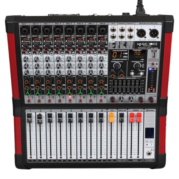Magicvoice MV-A800 8 Kanal USB/Bluetooth Destekli Power Mixer Anfi Fiyatı - Merter Elektronik