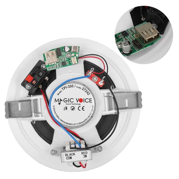 MAGICVOICE TPI-350 13,5 CM 5,25 6 WATT BEYAZ TEKLİ USBLİ TRAFOLU ALÇIPAN HOPARLÖR Fiyatı - Merter Elektronik