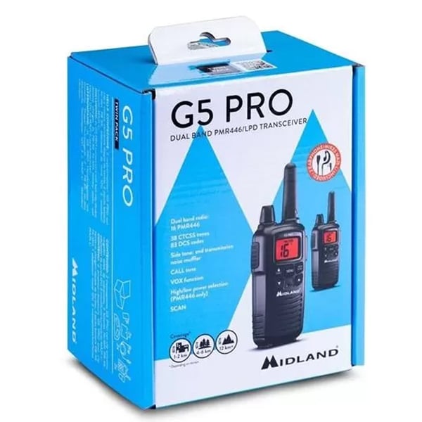 MIDLAND G5 PRO PMR 446 16 KANAL EL TELSİZİ 2'Lİ PAKET (8 KM) ASELSAN
