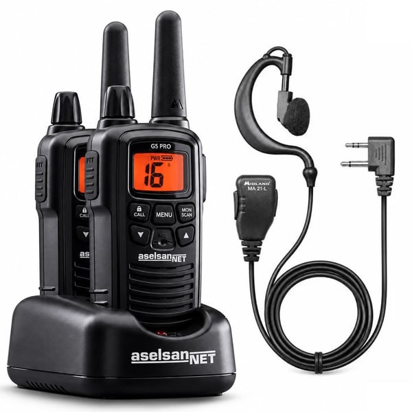 MIDLAND G5 PRO PMR 446 16 KANAL EL TELSİZİ 2'Lİ PAKET (8 KM) ASELSAN