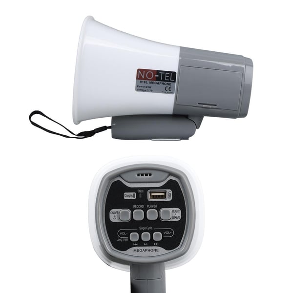 No-Tel 918L 25 Watt Bluetooth-Usb-Siren-Ses Kayıt Özellikli Dahili Bataryalı Mini El Tipi Megafon Fiyatı - Merter Elektronik