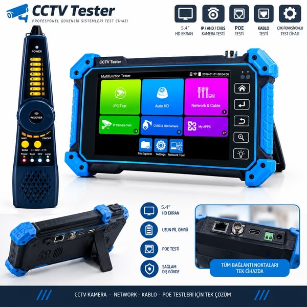 NOVACOM NVC-IPC5100C PLUS V2 5.4'' IPS EKRAN IP-TVI-CVI-AHD KAMERA TEST CİHAZI