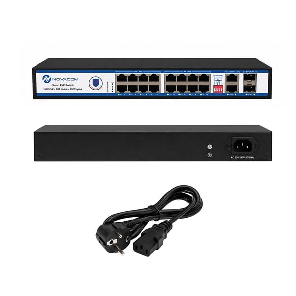 NOVACOM NVC-PSEG1622 16 PORT 10/100/1000 MBPS 300 WATT FULL GIGABIT METAL KASA POE SWITCH Fiyatı - Merter Elektronik