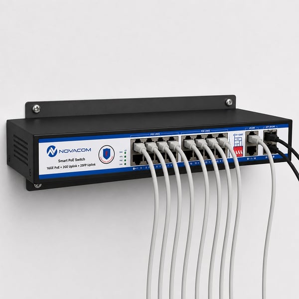 NOVACOM NVC-PSEG1622 16 PORT 10/100/1000 MBPS 300 WATT FULL GIGABIT METAL KASA POE SWITCH Fiyatı - Merter Elektronik