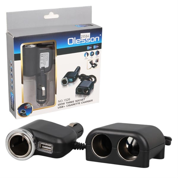 Olesson 1526 12-24V Tek USB Girişli 120W 80 CM Kablolu 3'LÜ Araç Çakmak ÇoklayıcıFiyatı - Merter Elektronik