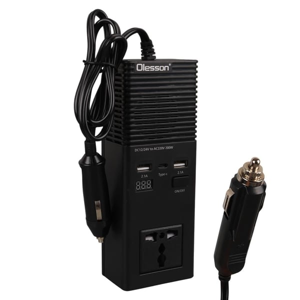 Olesson 1665 12-24V Type-C+ Çift Usbli 200W Araç Power Inverter Fiyatı - Merter Elektronik