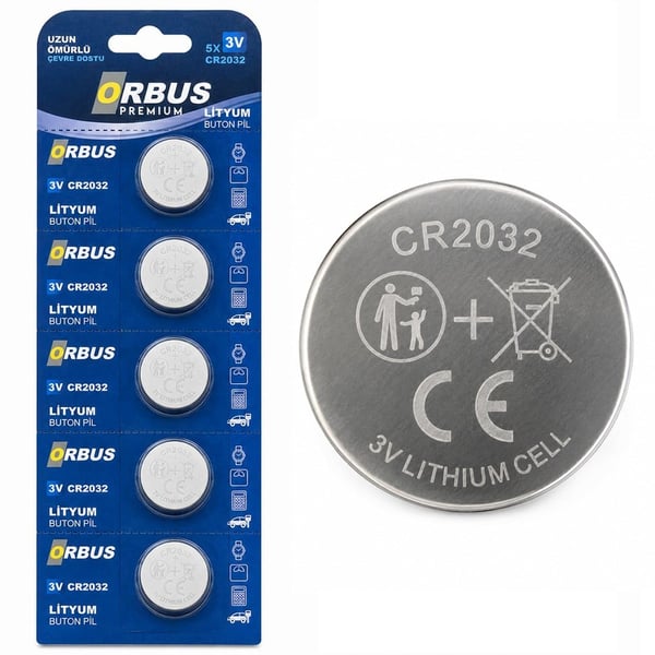 ORBUS CR2032 3 VOLT LİTYUM BUTON PİL (5'Lİ PAKET FİYATI) Fiyatı - Merter Elektronik