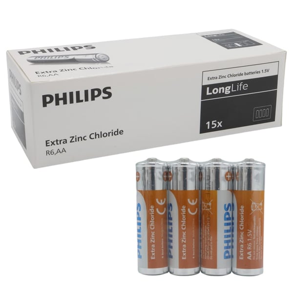 Philips Extra Zinc-Carbon Kalın Saat Kalem Pili AA (60'lı Paket) Fiyatı - Merter Elektronik