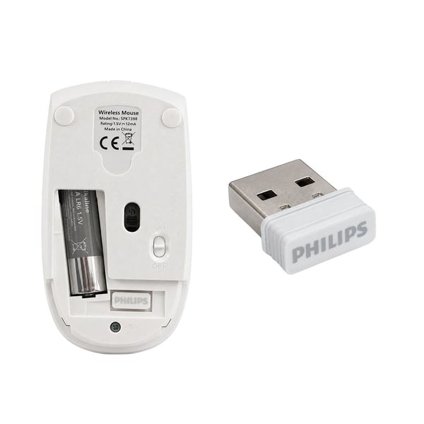 PHILIPS SPK7398W/38 1600 DPI SESSİZ TIKLAMA BEYAZ KABLOSUZ OFİS MOUSE