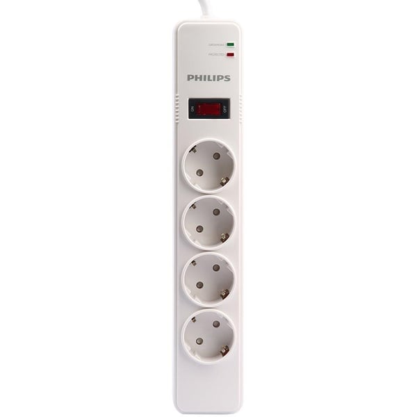 PHILIPS SPS1040B/51 1050 JOULE 4LÜ 2 METRE KABLOLU ANAHTARLI BEYAZ AKIM KORUMALI PRİZ