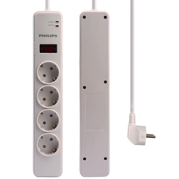 PHILIPS SPS1040B/51 1050 JOULE 4LÜ 2 METRE KABLOLU ANAHTARLI BEYAZ AKIM KORUMALI PRİZ