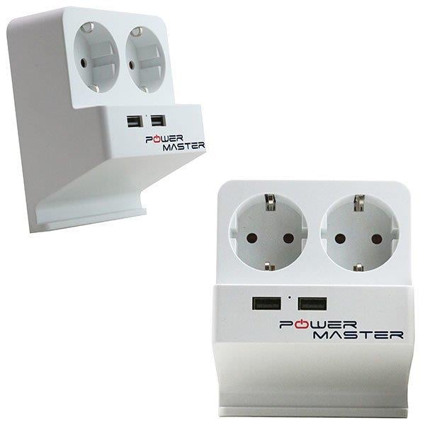 POWERMASTER 16 AMPER - 2000 WATT - 250 JOULE 2Lİ 1.5 METRE KABLOLU ÇİFT USBLİ KABLOLU AKIM KORUMALI PRİZ