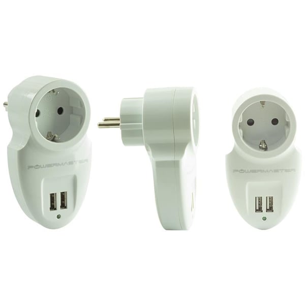POWERMASTER 16 AMPER - 3500 WATT 79X155 MM ÇİFT USBLİ TEKLİ AKIM KORUMALI PRİZ
