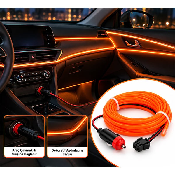 Powermaster 5 Metre 5 Volt USB Adaptörlü Neon Oranj İp Aydınlatma PM-6084 Fiyatı - Merter Elektronik