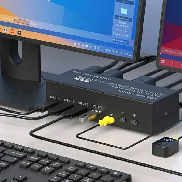 POWERMASTER 8K202DH 8K 2 PORT DP/HDMI KVM SWITCH