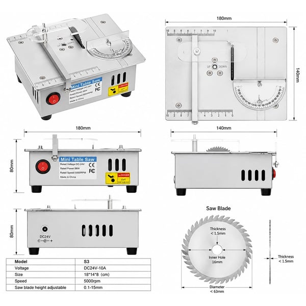 Powermaster Çok Fonksiyonlu Masa Ağaç Ahşap İşleme Testeresi S7 Fiyatı - Merter Elektronik