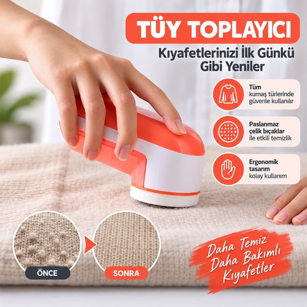 PowerMaster JJY-200 5W Keten Pamuk Tiftik Tüy Temizleyici Toplama Makinesi - 3 Bıçaklı, 200ml Hazneli Fiyatı - Merter Elektronik