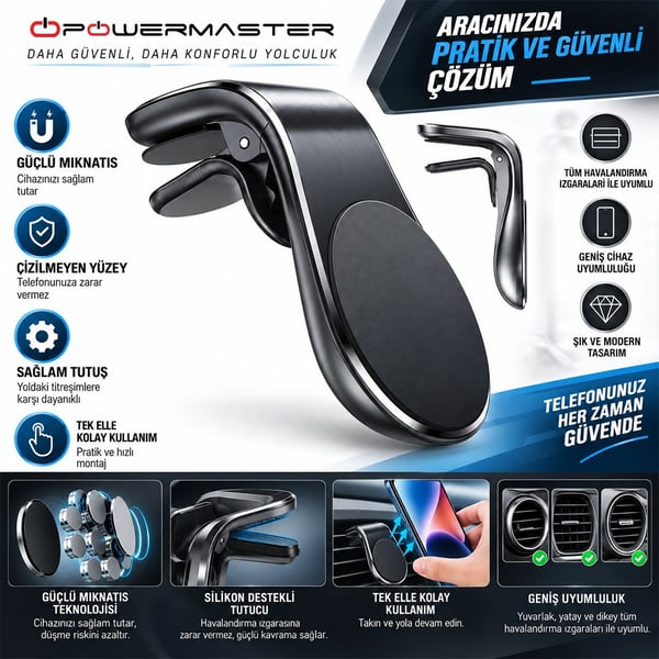 Powermaster JX-006 Mıknatıslı Kıskaçlı Telefon Tutacağı Fiyatı - Merter Elektronik